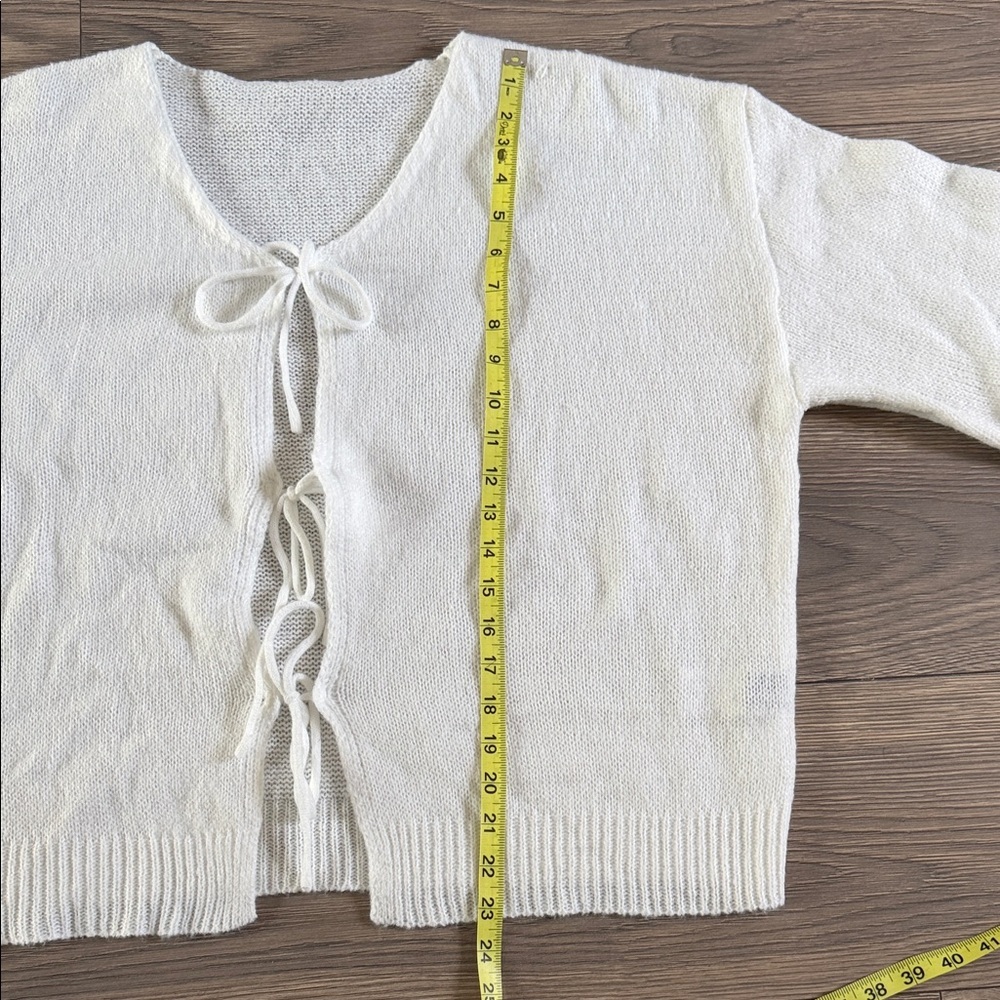 SHEIN Cream V-Neck Sweater with Bow Details - Picture 9 of 10